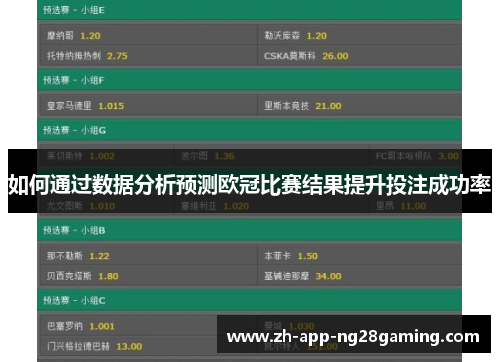 如何通过数据分析预测欧冠比赛结果提升投注成功率 如何通过数据分析预测欧冠比赛结果提升投注成功率